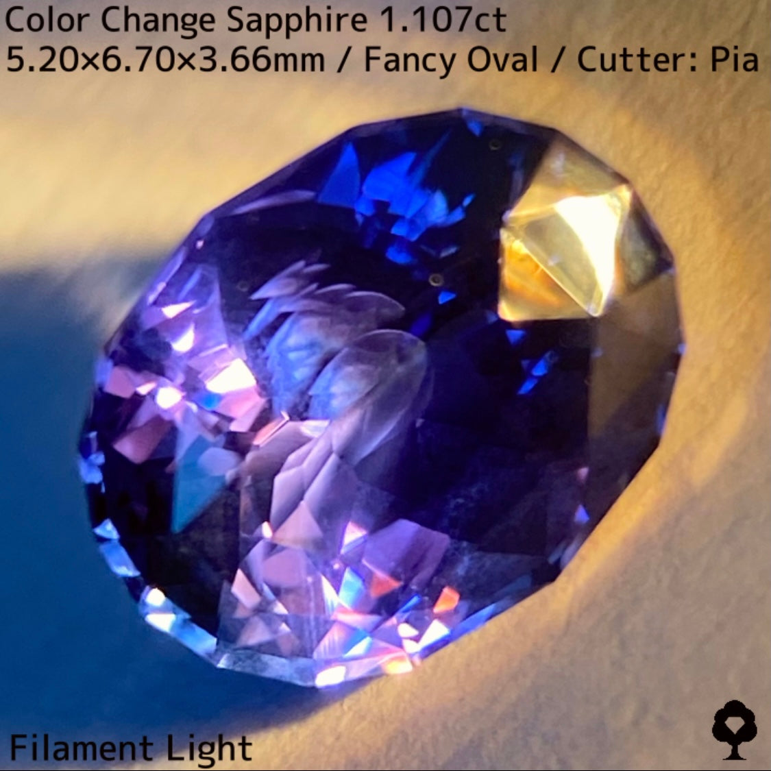 Tanzania color change sapphire 1.107ct ★ Beautiful color change multicolor crystal with a mix of blue, purple, and greenish blue