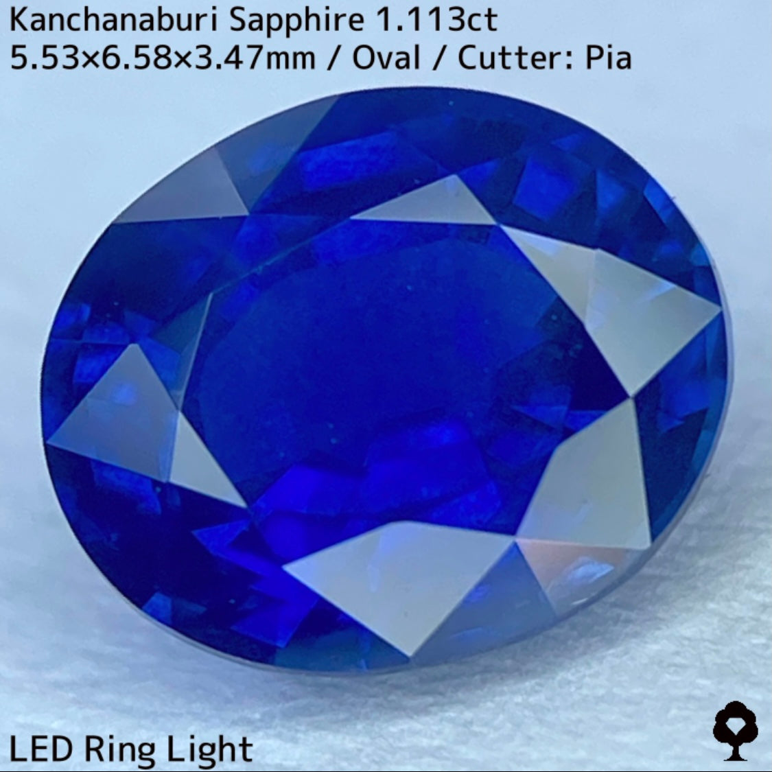 Kanchanaburi sapphire 1.113ct ★ A rare 1ct+ sapphire with a silky, slightly greenish blue color typical of Kanchanaburi