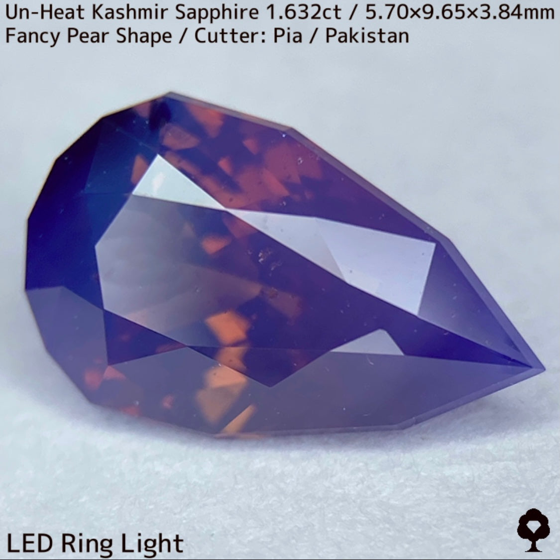 1.632ct unheated Kashmir sapphire from Pakistan ★ A beautiful gem with orange sparkle and blue bleed into fuchsia purple