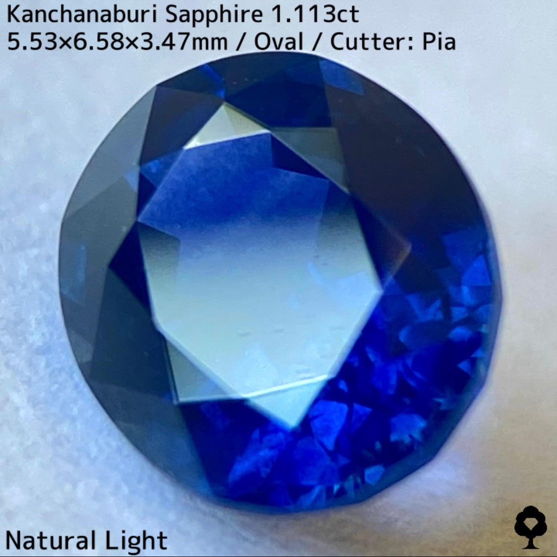 Kanchanaburi sapphire 1.113ct ★ A rare 1ct+ sapphire with a silky, slightly greenish blue color typical of Kanchanaburi
