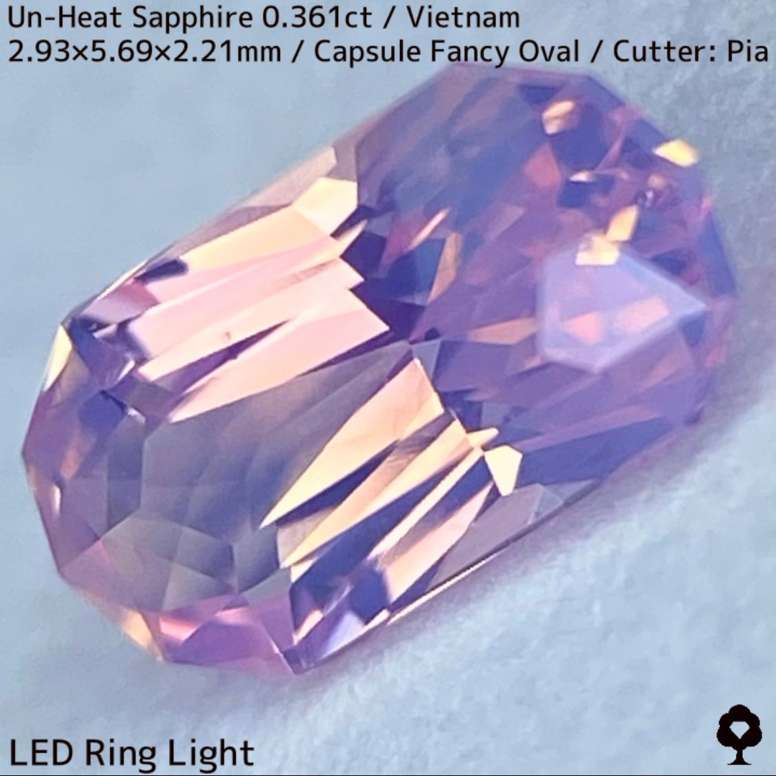 ベトナム産非加熱サファイア0.361ct★シルキーパープリッシュピンクとシルキーイエローのほんのりバイカラーが可愛い