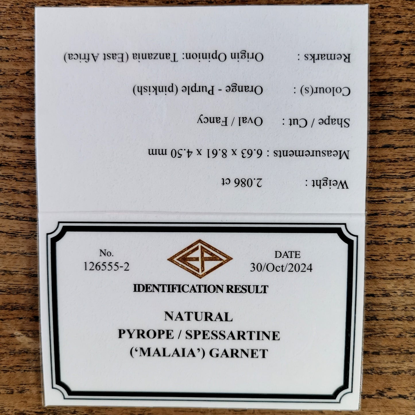 Malaya Garnet 2.086ct