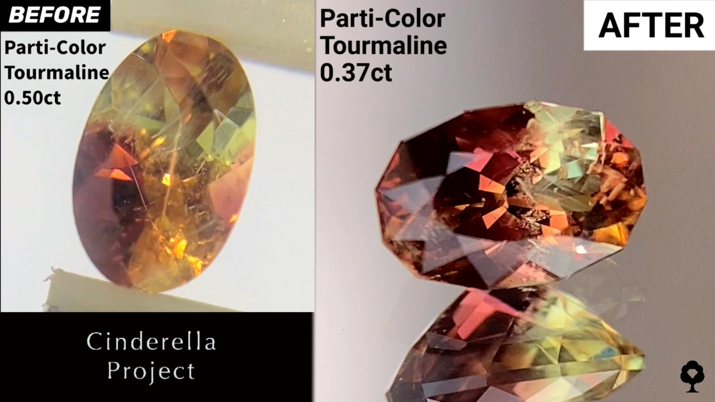 【Cinderella Project】Parti-Color Tourmaline 0.50ct→0.37ct