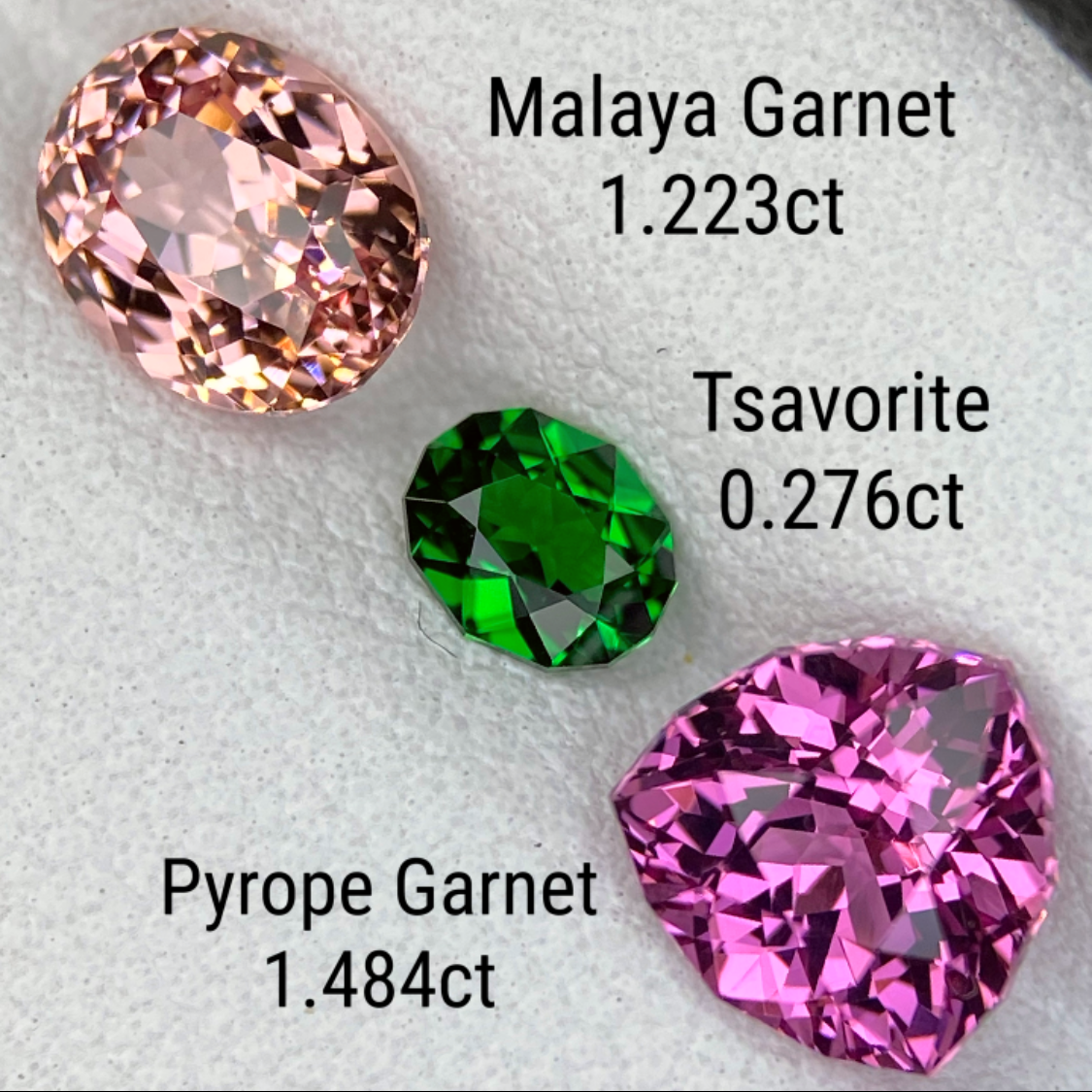 【Garnet 3pc Set】Pyrope Garnet 1.484ct / Malaya Garnet 1.223ct / Tsavorite 0.276ct
