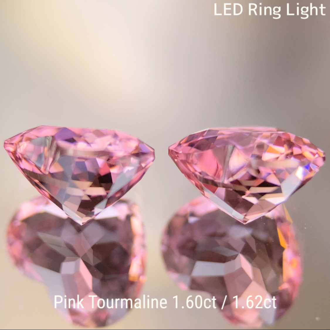 【Heart Shape Pair】Pink Tourmaline 2pc Set 1.606ct / 1.631ct