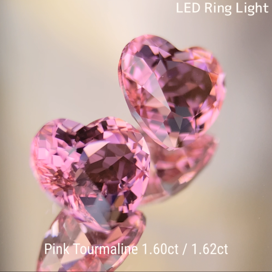 【Heart Shape Pair】Pink Tourmaline 2pc Set 1.606ct / 1.631ct