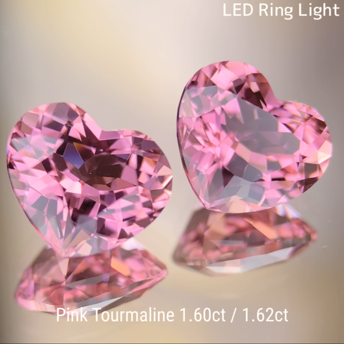 【Heart Shape Pair】Pink Tourmaline 2pc Set 1.606ct / 1.631ct