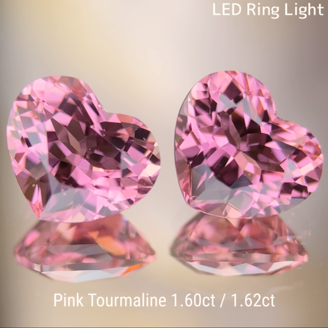 【Heart Shape Pair】Pink Tourmaline 2pc Set 1.606ct / 1.631ct