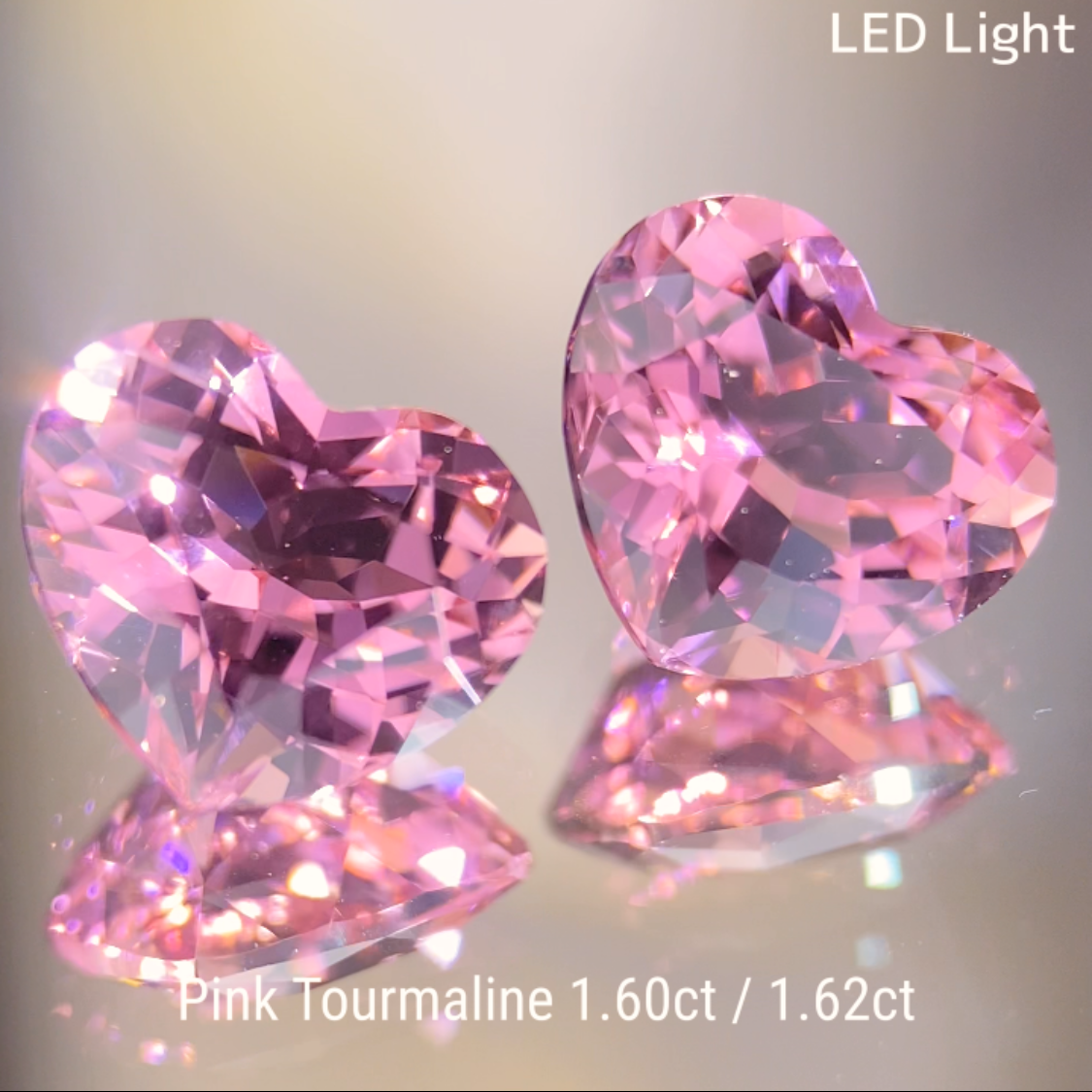 【Heart Shape Pair】Pink Tourmaline 2pc Set 1.606ct / 1.631ct