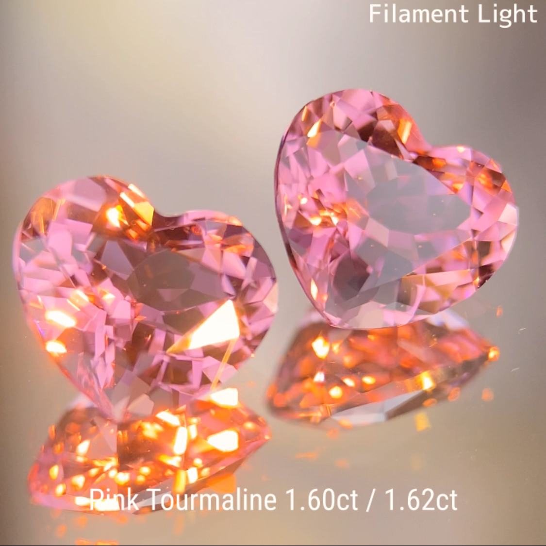 【Heart Shape Pair】Pink Tourmaline 2pc Set 1.606ct / 1.631ct
