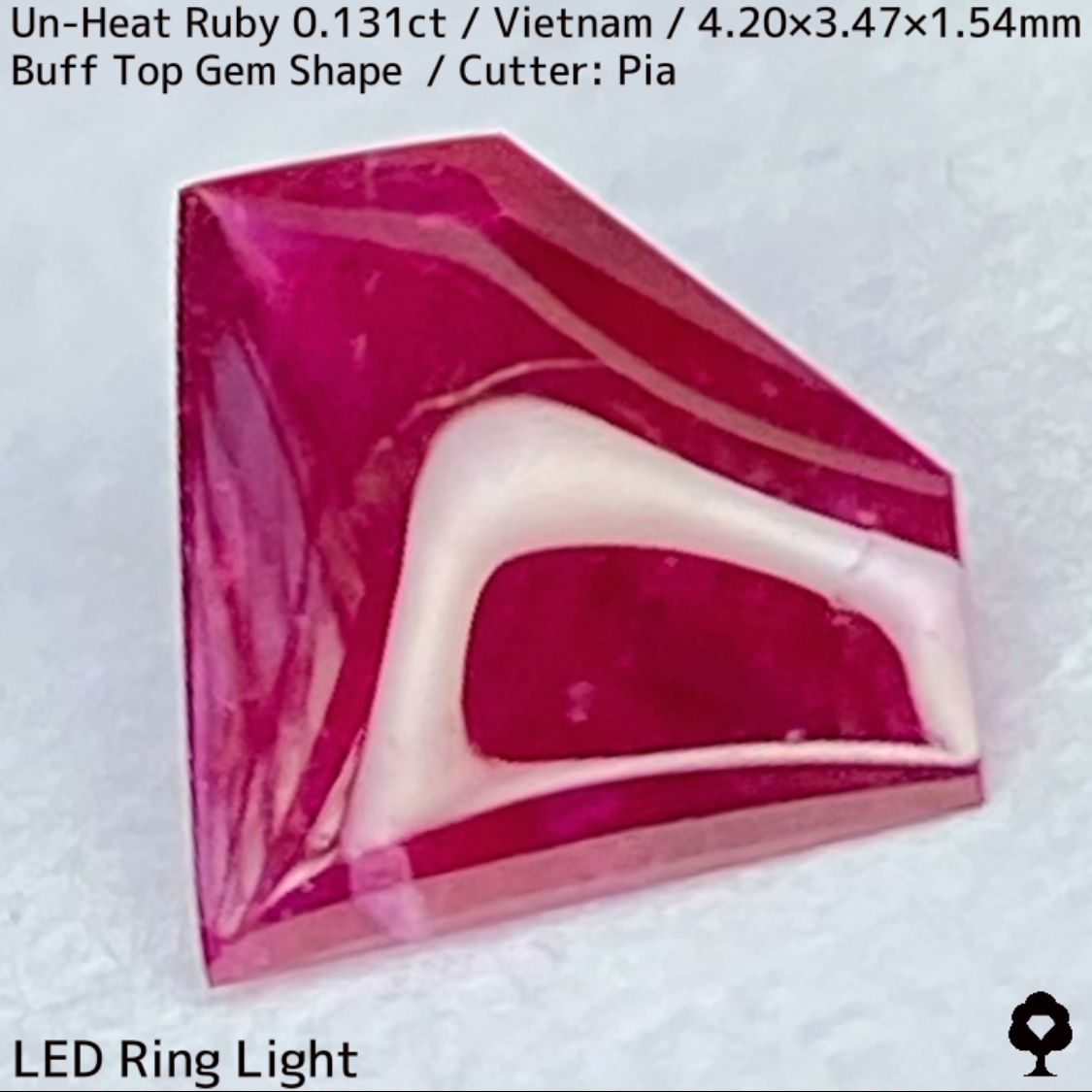Un-Heat Ruby 0.131ct / Vietnam / BuffTop GemShape(Type1) ”Made from rough stone”