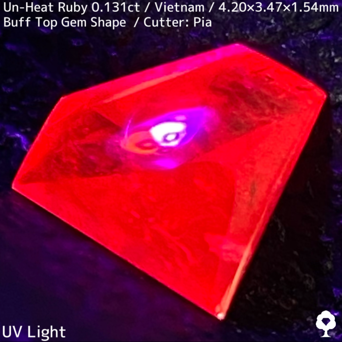 Un-Heat Ruby 0.131ct / Vietnam / BuffTop GemShape(Type1) ”Made from rough stone”