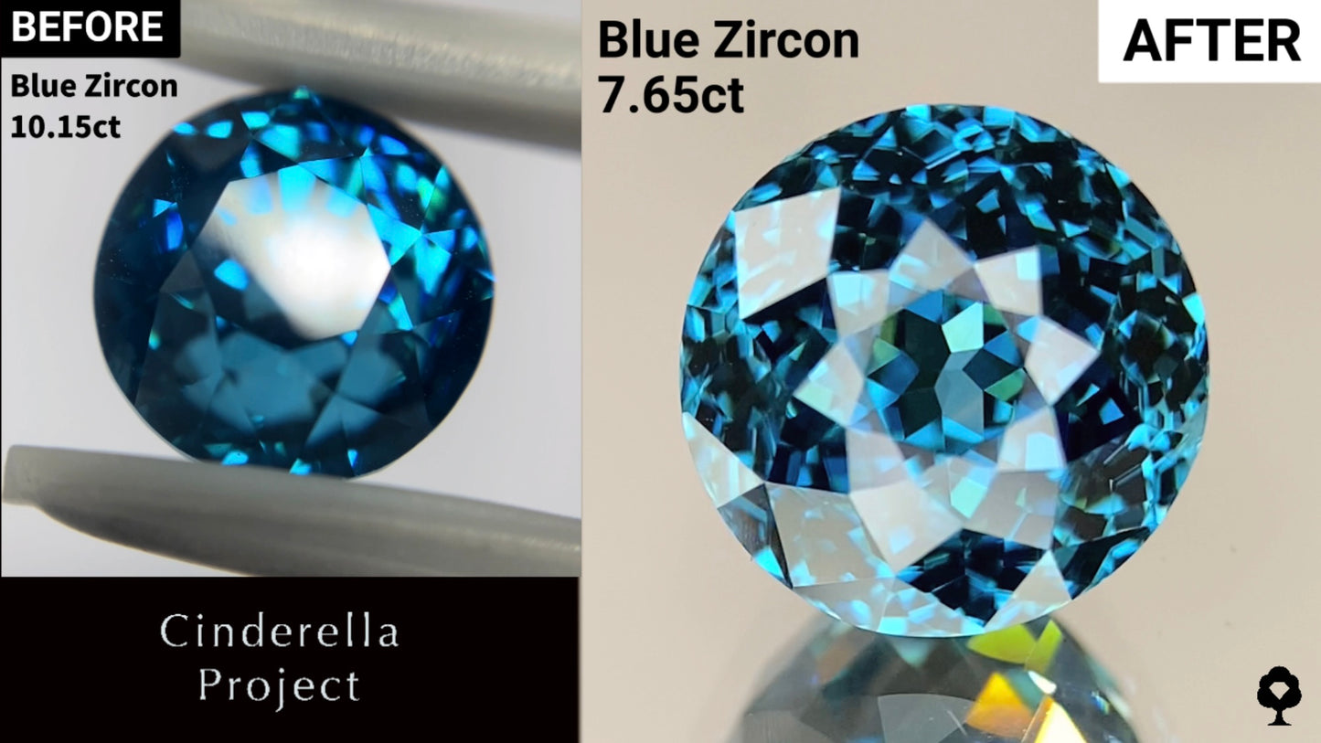 【Cinderella Project】Blue Zircon 10.15ct → 7.65ct