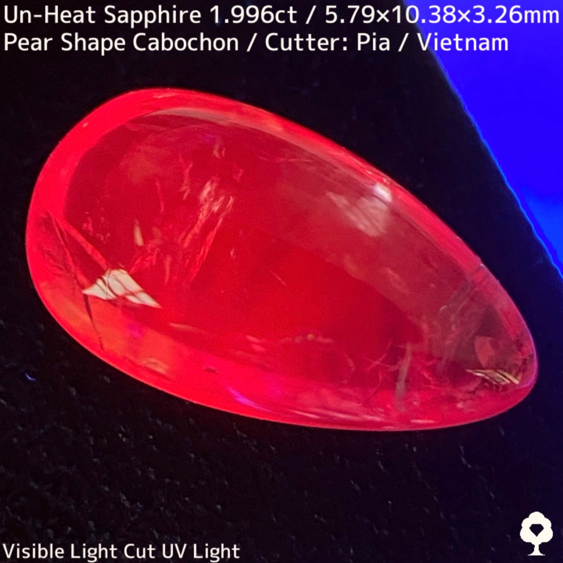 【お客さま専用】Un-Heat Sapphire 1.996ct / Vietnam / Pearshape cabochon ”Made from rough stone”
