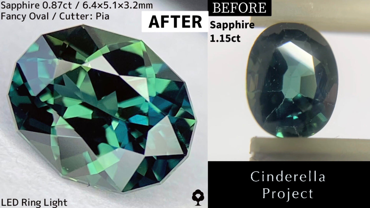 【Cinderella Project】Sapphire 1.15ct→0.87ct