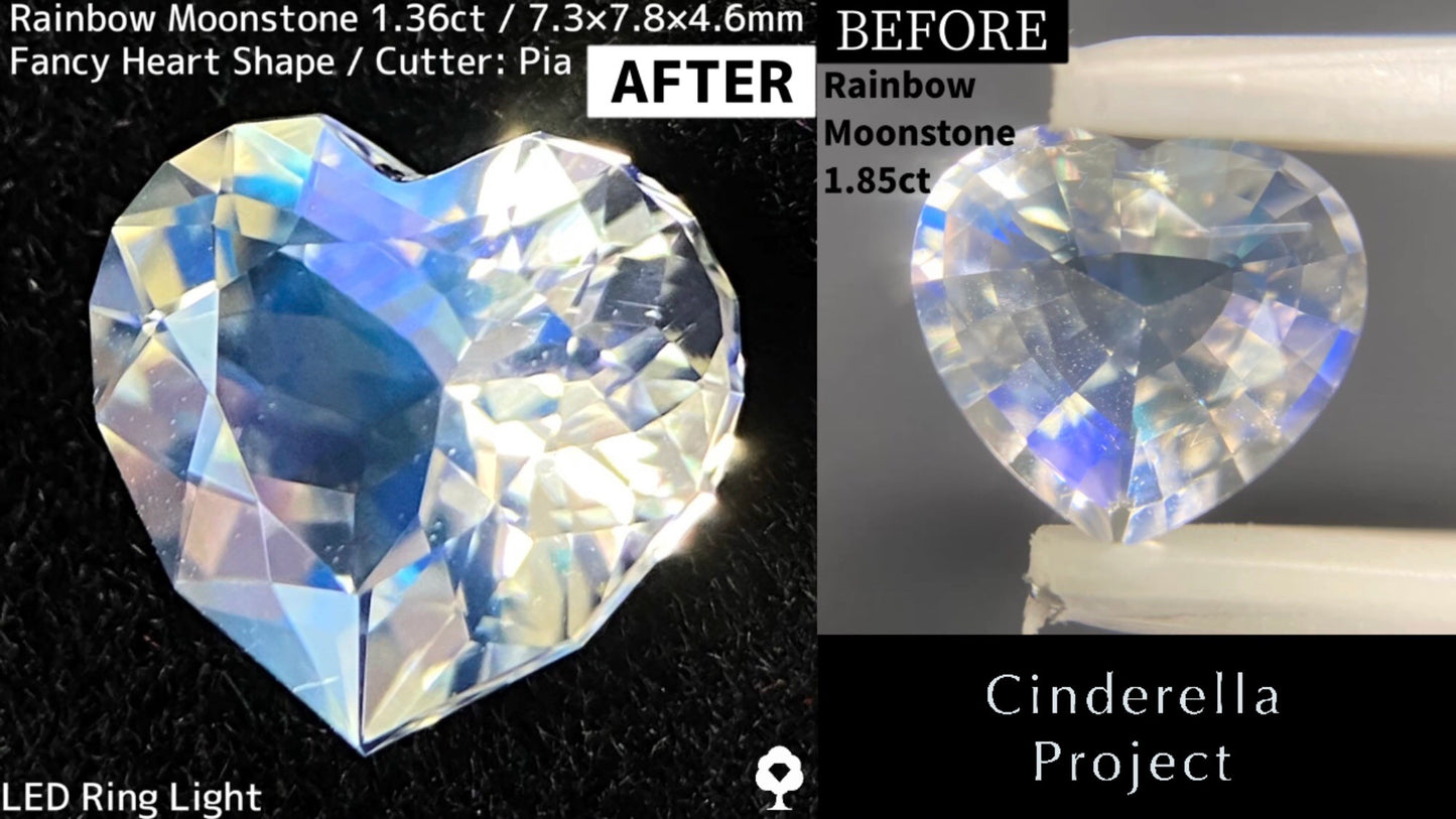 【Cinderella Project】Rainbow Moonstone 1.85ct→1.36ct