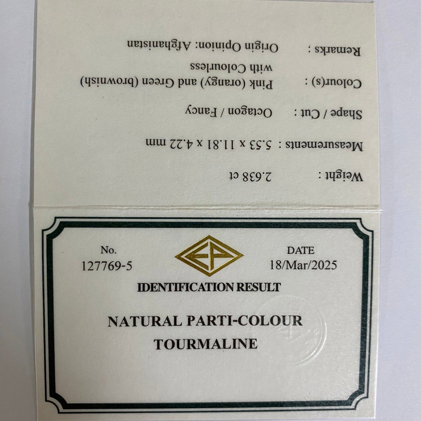 Parti-Color Tourmaline 2.638ct / Afghanistan