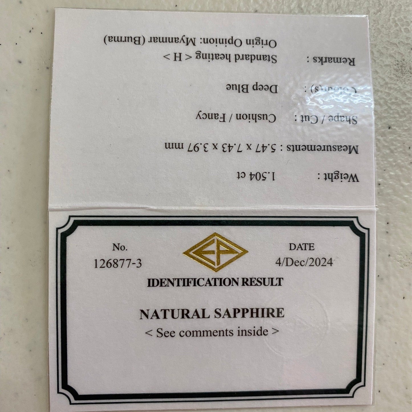Royal Blue Sapphire 1.504ct / Burma