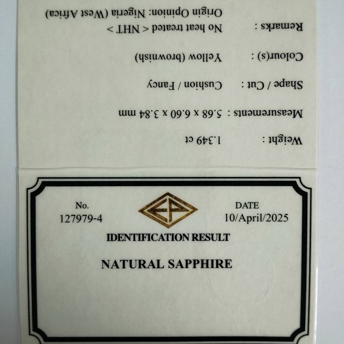 Un-Heat Sapphire 1.349ct / Nigeria