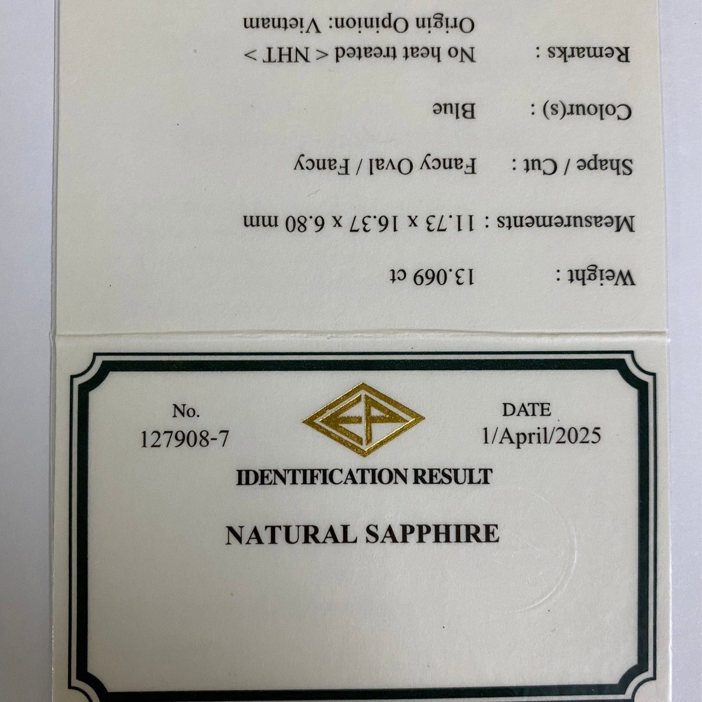 Un-Heat Sapphire 13.069ct / Vietnam