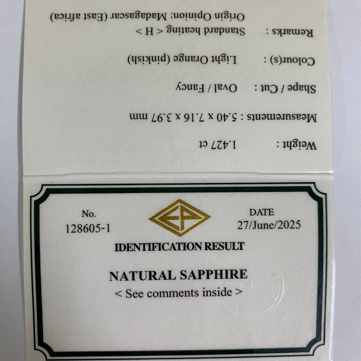 Padparadscha Sapphire 1.427ct / Madagascar