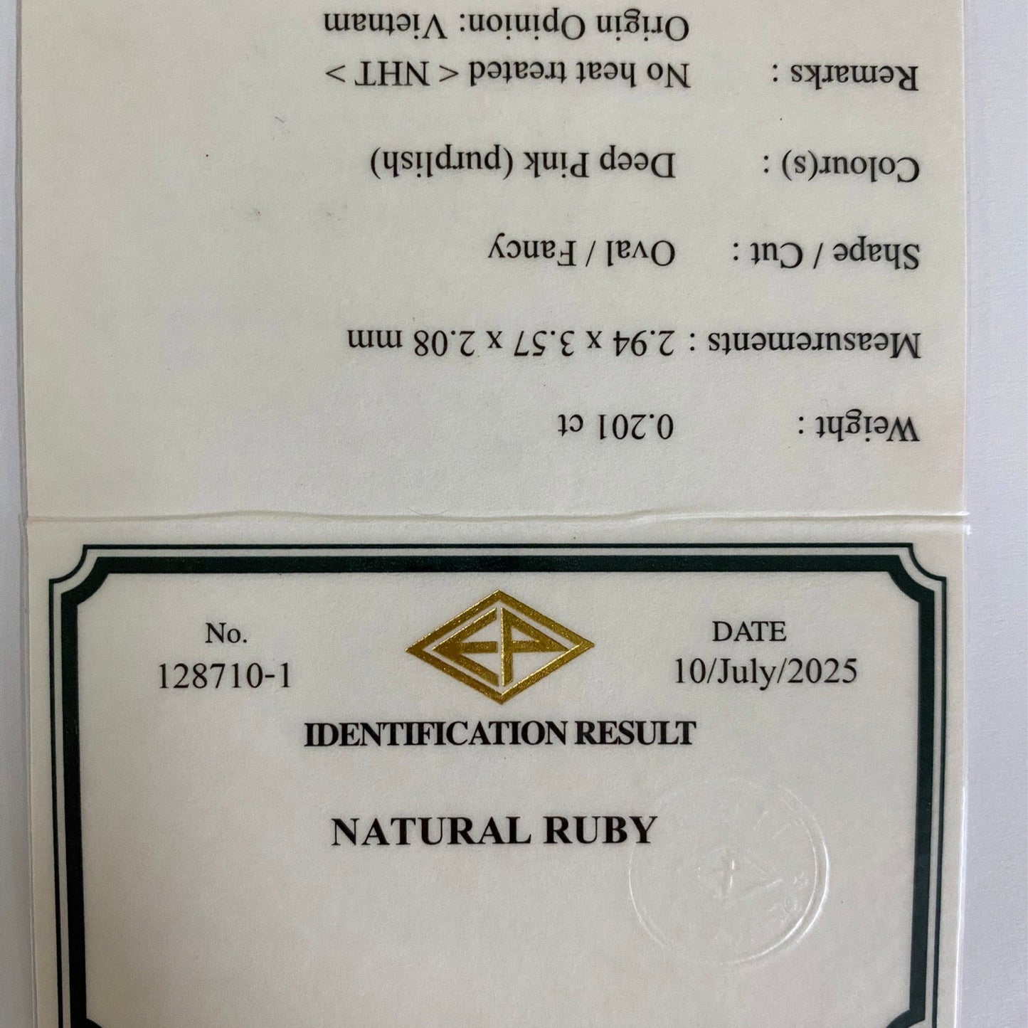 Un-Heat Ruby 0.201ct / Vietnam