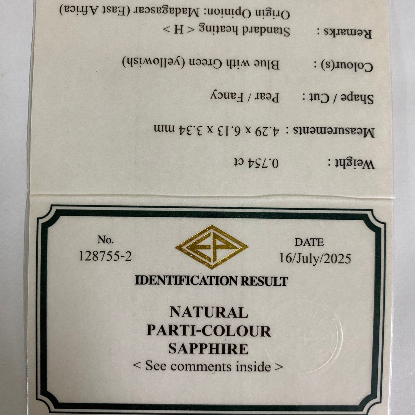 Parti-Color Sapphire 0.754ct / Madagascar