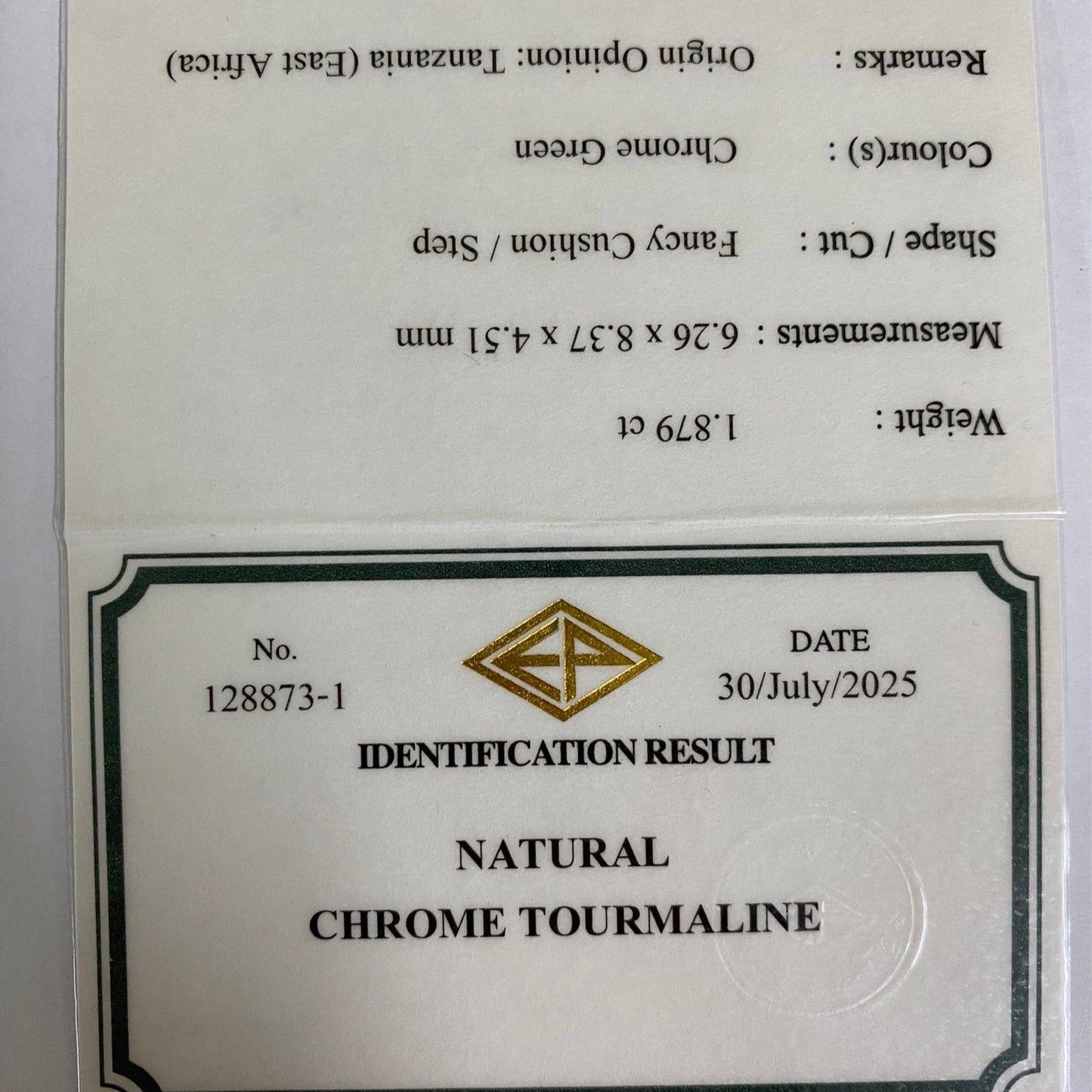 Chrome Tourmaline 1.879ct / Tanzania