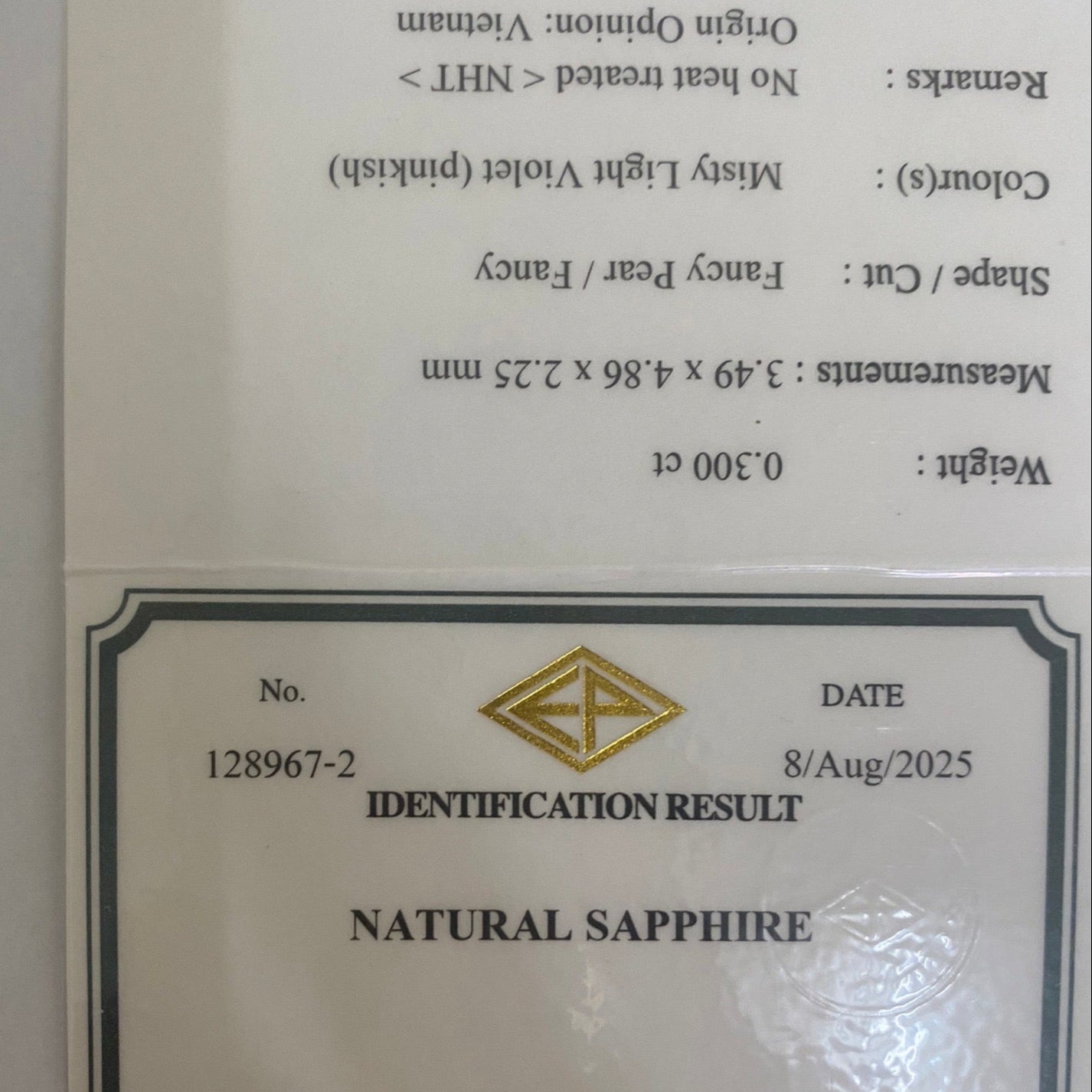 Un-Heat Sapphire 0.300ct / Vietnam