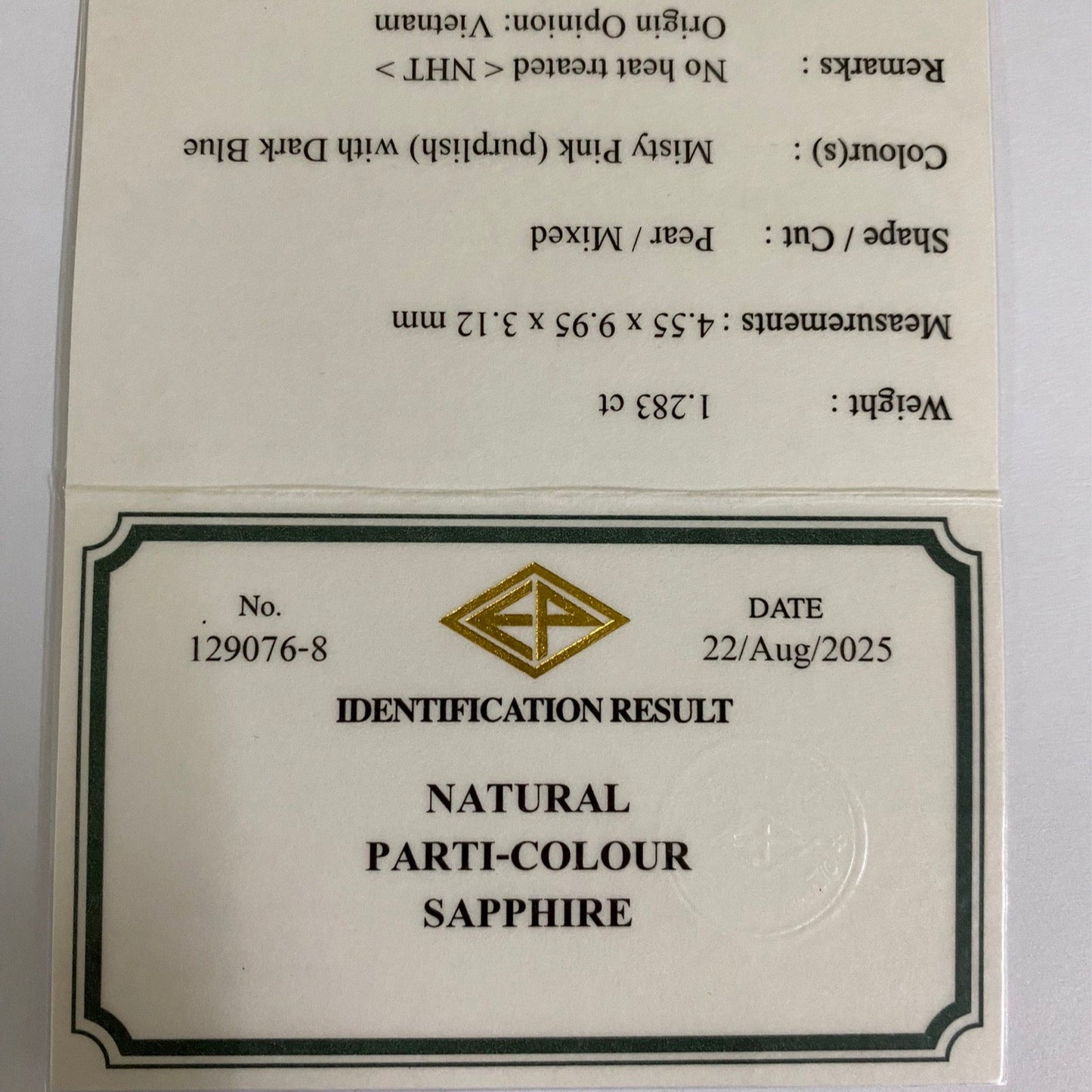 Un-Heat Parti-Color Sapphire 1.283ct / Vietnam