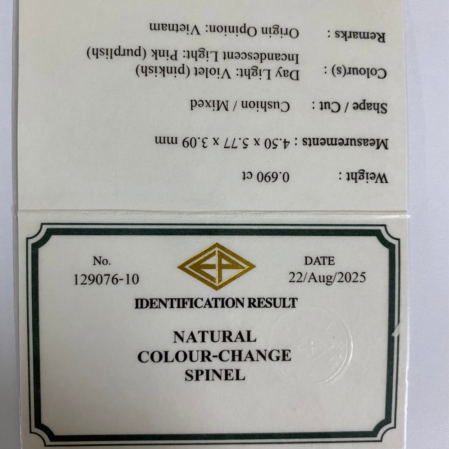 Color Change Spinel 0.690ct / Vietnam