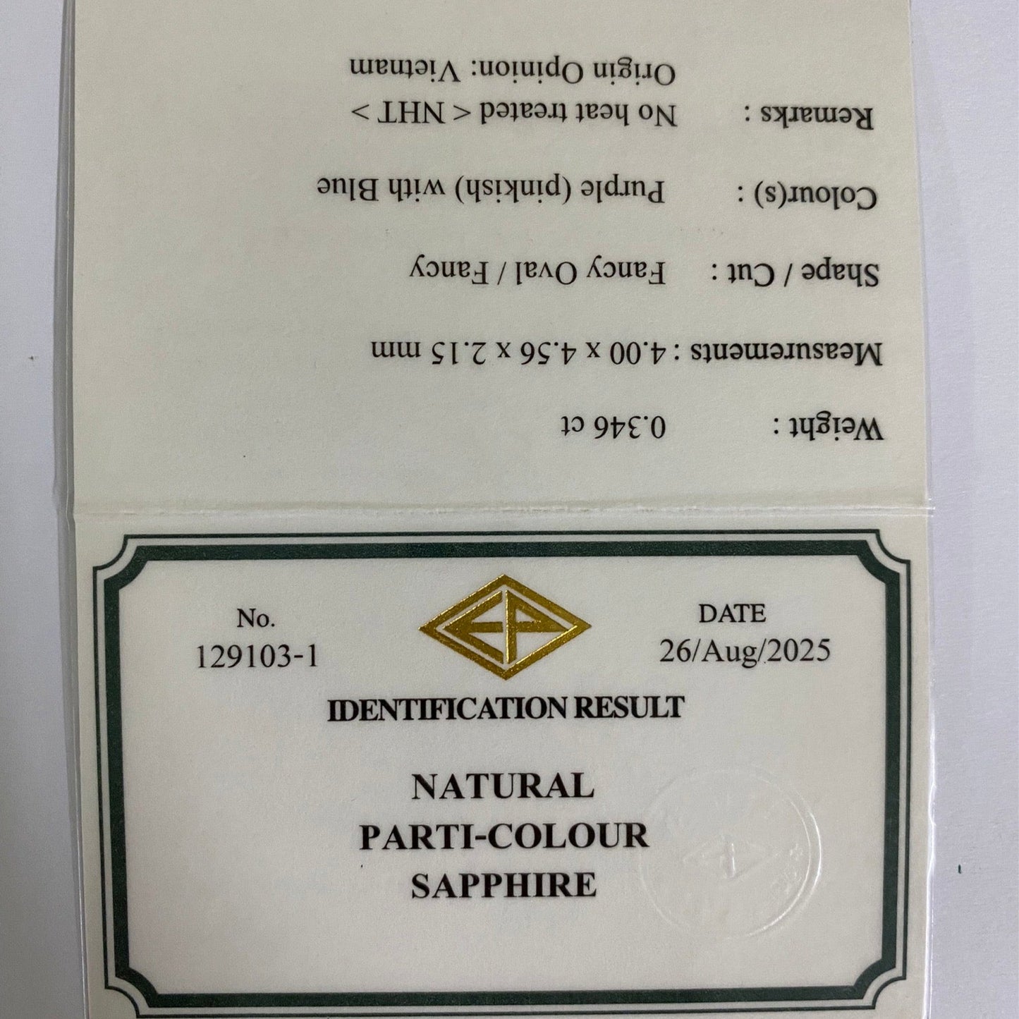 Un-Heat Parti-Color Sapphire 0.346ct / Vietnam