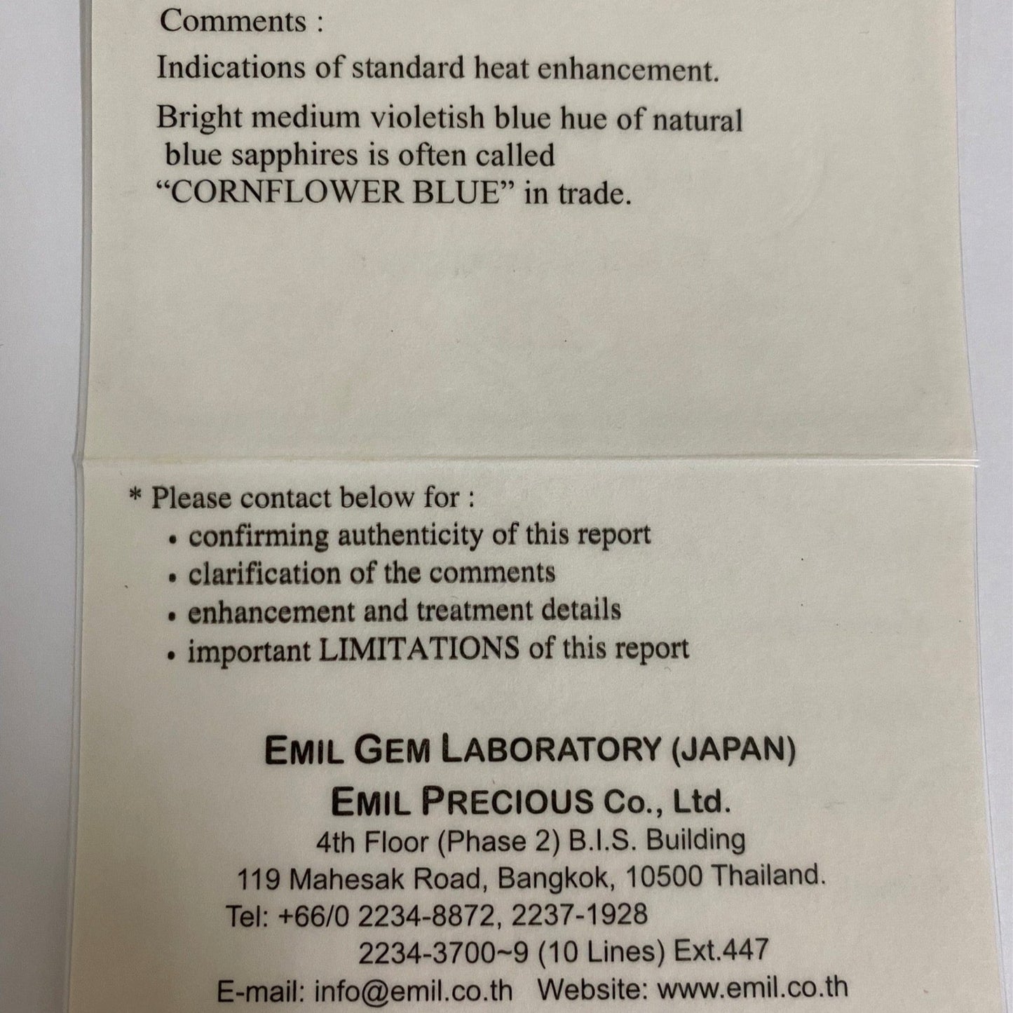 Cornflower Blue Sapphire 0.711ct / Burma
