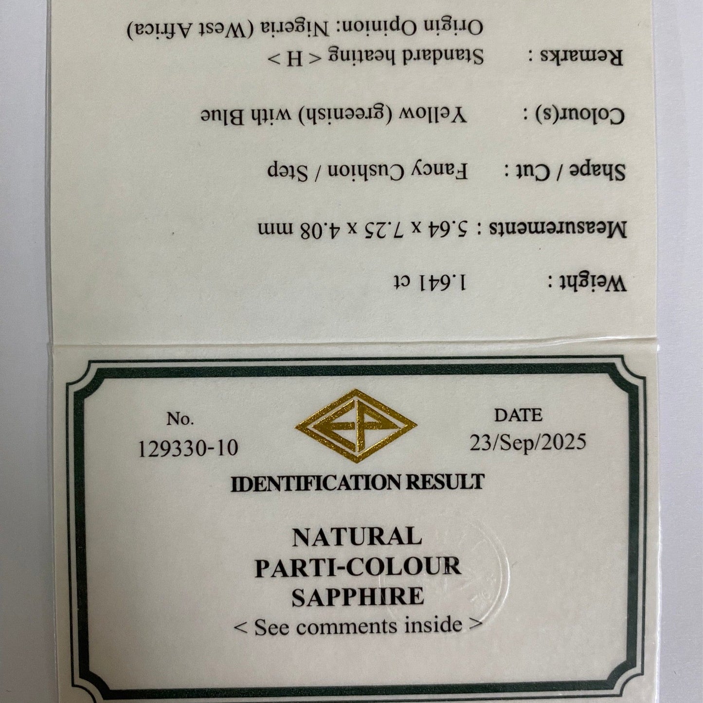Parti-Color Sapphire 1.641ct / Nigeria