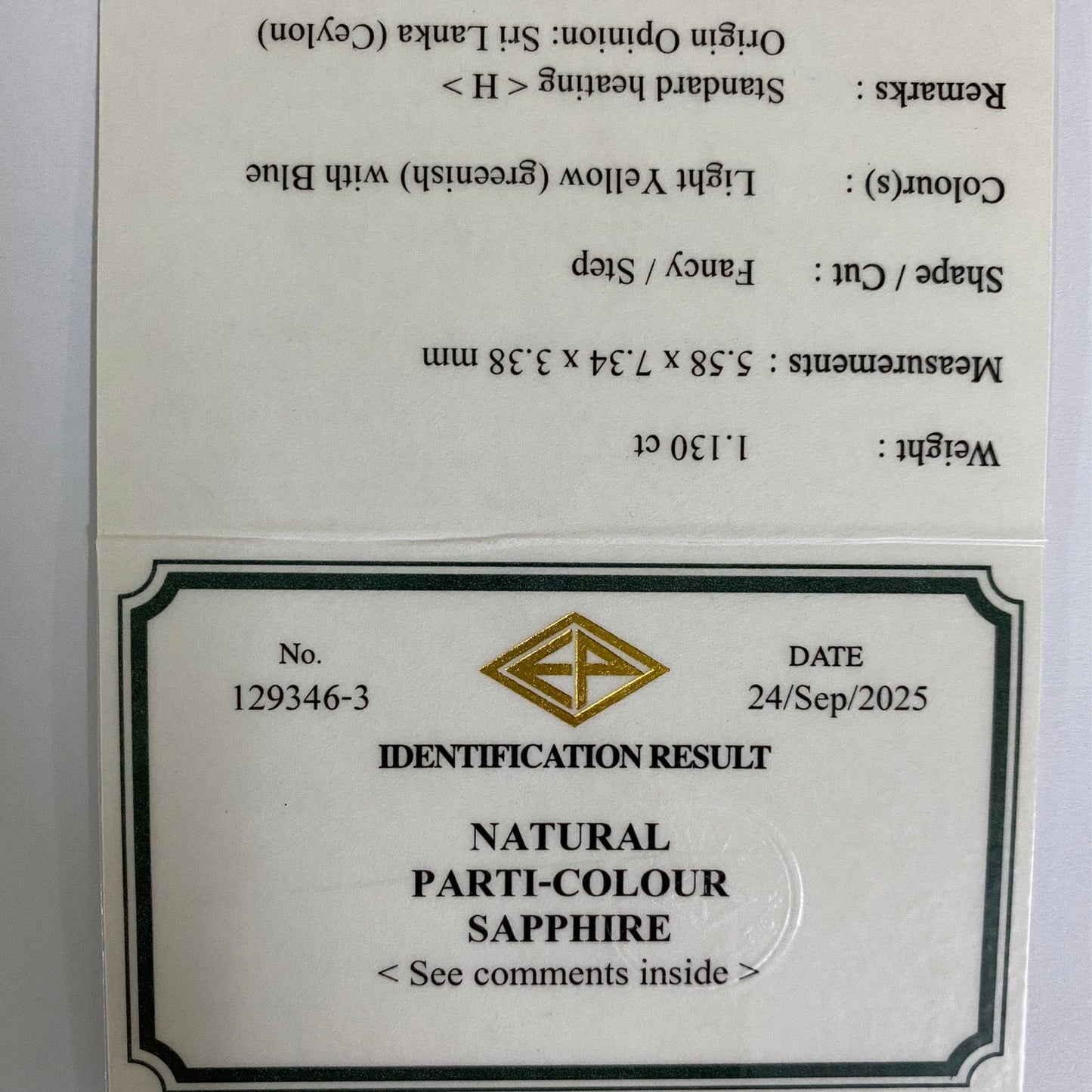 Parti-Color Sapphire 1.130ct / Sri Lanka