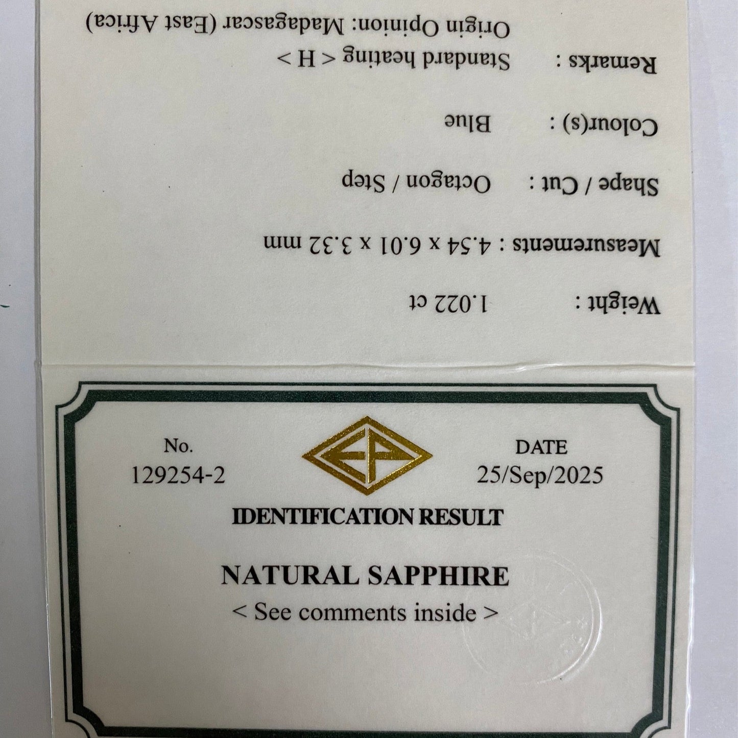 Indigo Blue Sapphire 1.022ct / Madagascar