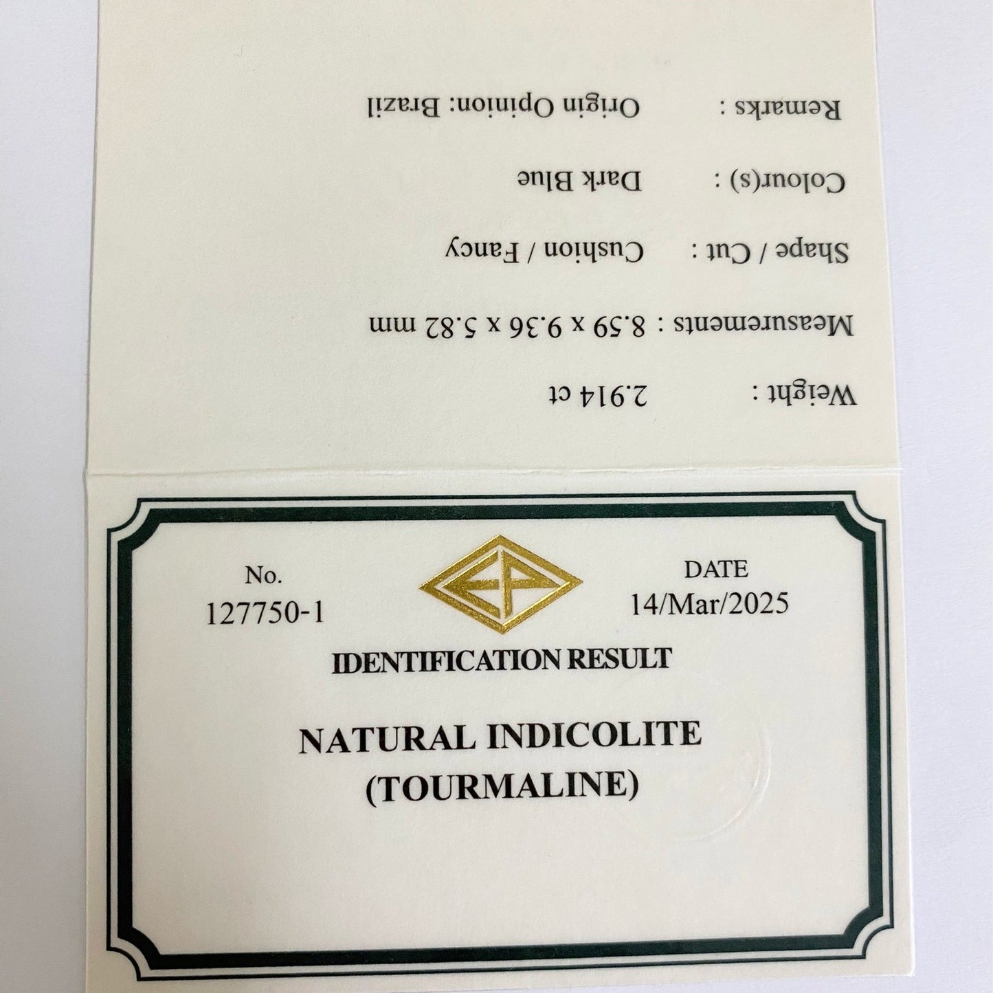 Indicolite (Tourmaline) 2.914ct / Brazil