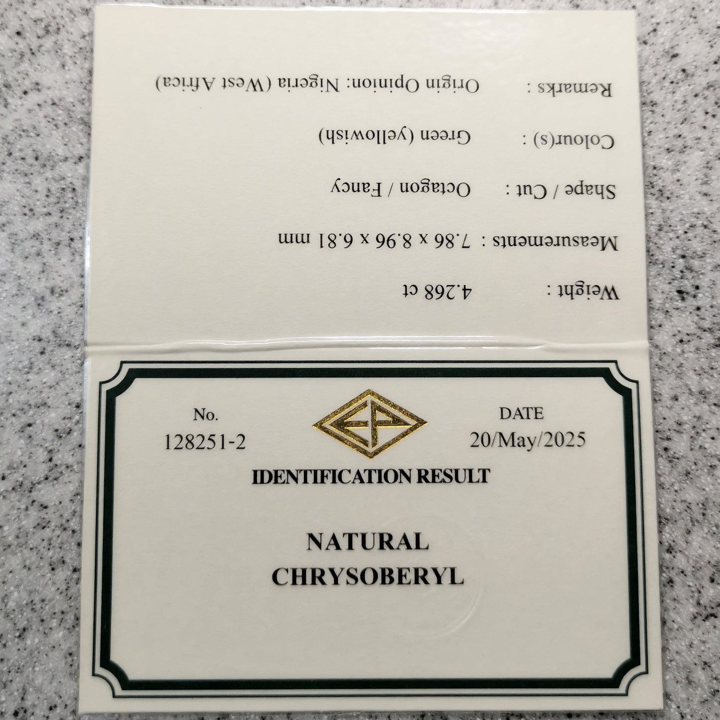 Chrysoberyl 4.268ct / Nigeria