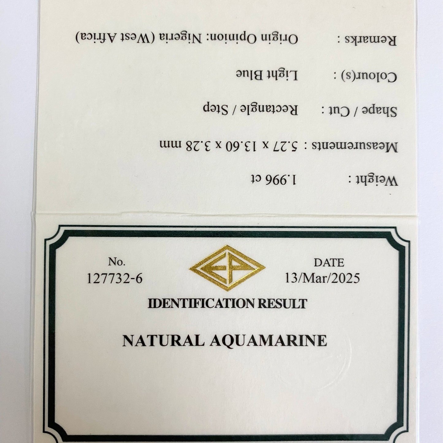Aquamarine 1.996ct / Nigeria