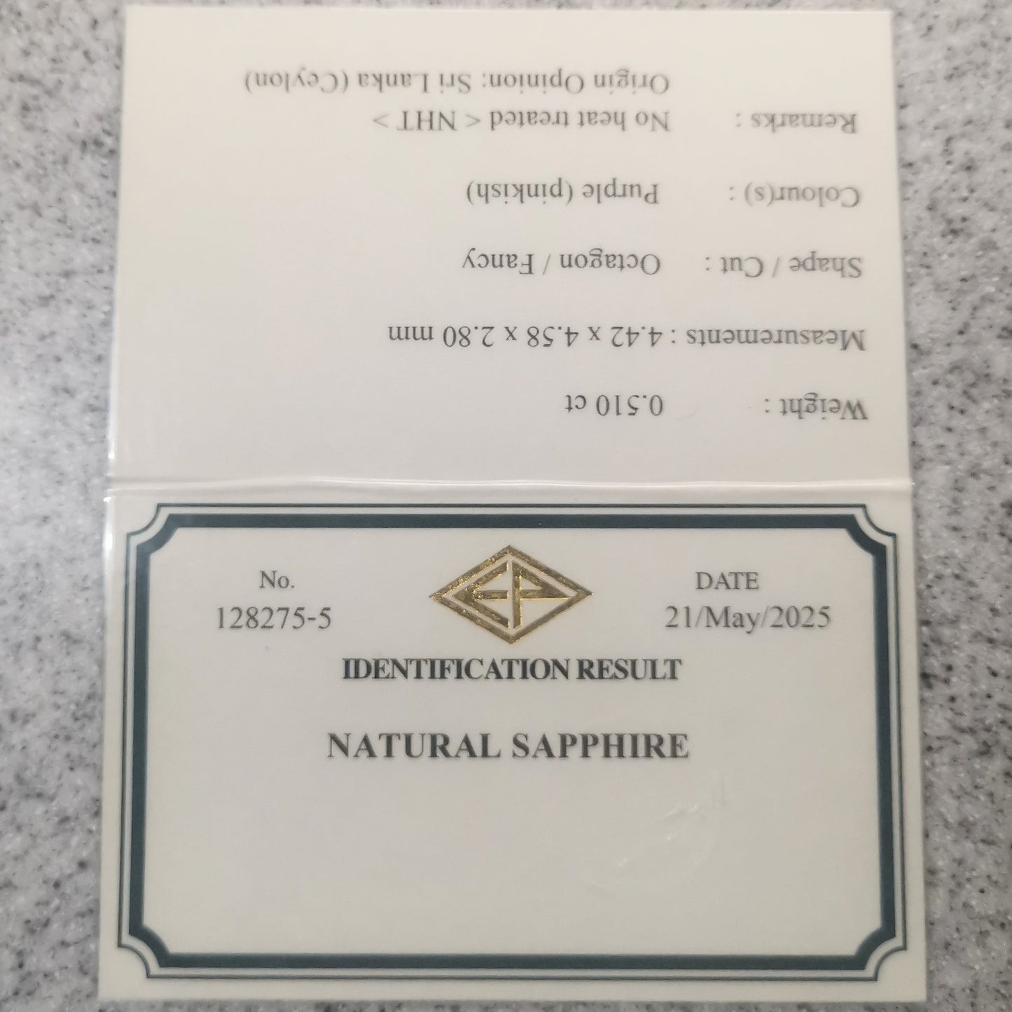 Un-Heat Sapphire 0.510ct / Sri Lanka