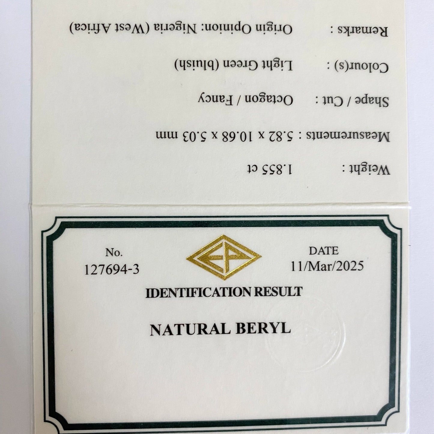 Green Beryl 1.855t / Nigeria