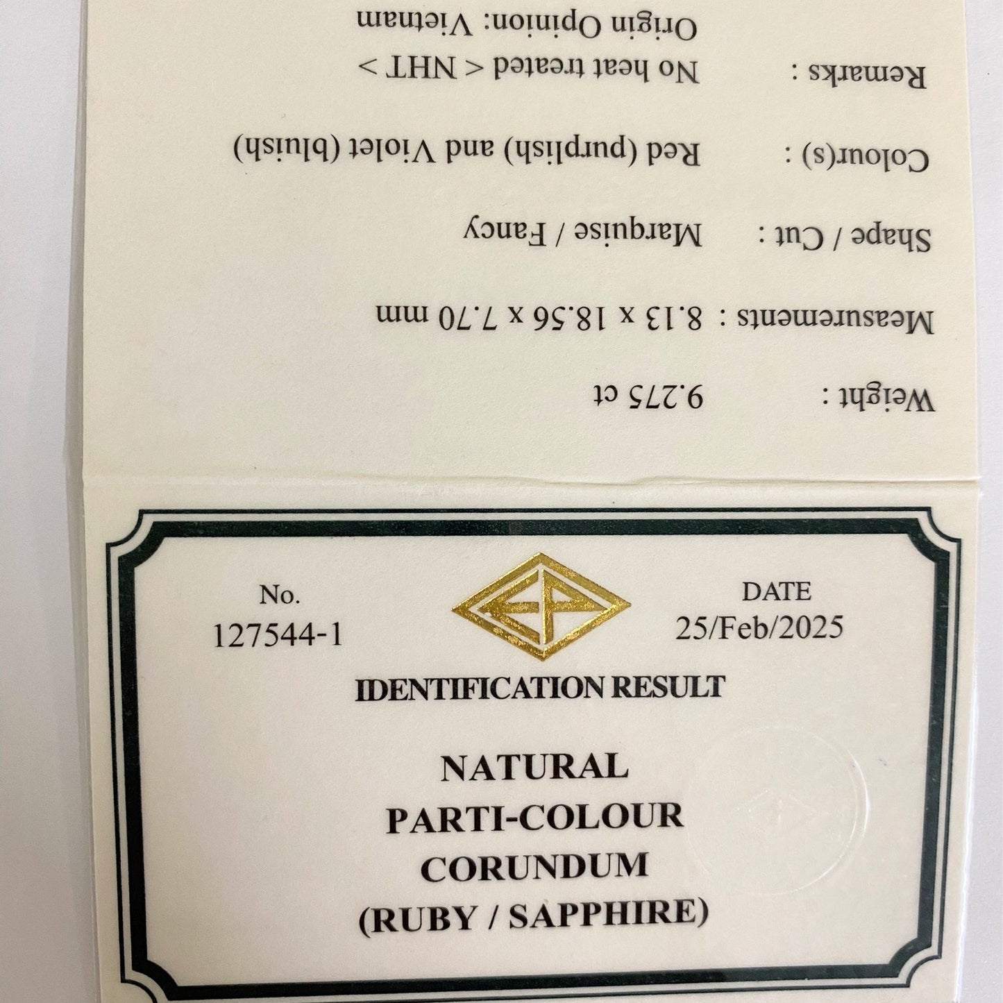 【20万円以上のお買物で無料に】Un-Heat Parti-Color Corundum 9.275ct / Ruby & Sapphire / Vietnam