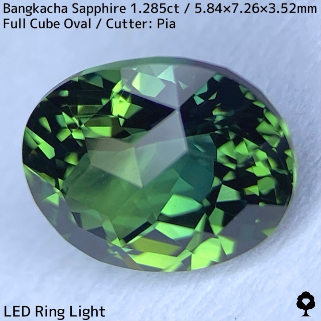 1.285ct sapphire from Bangkacha, Thailand ★ A beautiful bluish green crystal finished in a full cube cut that resembles a box