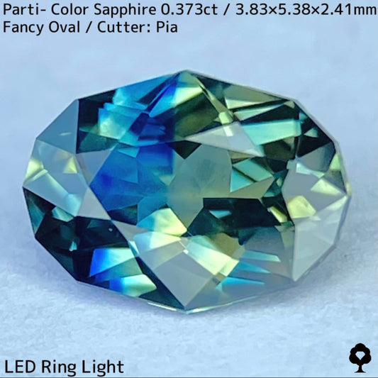 [For the winner only] Parti-color sapphire 0.373ct ★ Greenish yellow and blue bicolor parti-color with an outstanding cut