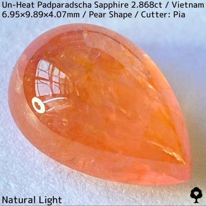 Un-Heat Padparadscha Sapphire 2.868ct / Vietnam