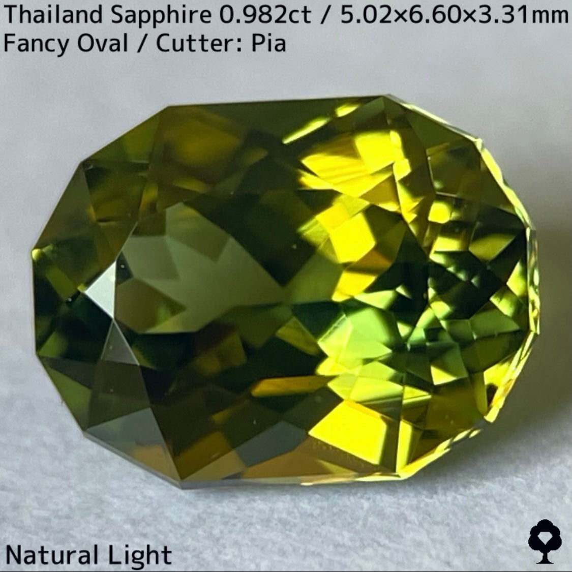 タイ産グリニッシュイエローサファイア0.982ct★発色の良いライムカラーのパーティ感がたまらない