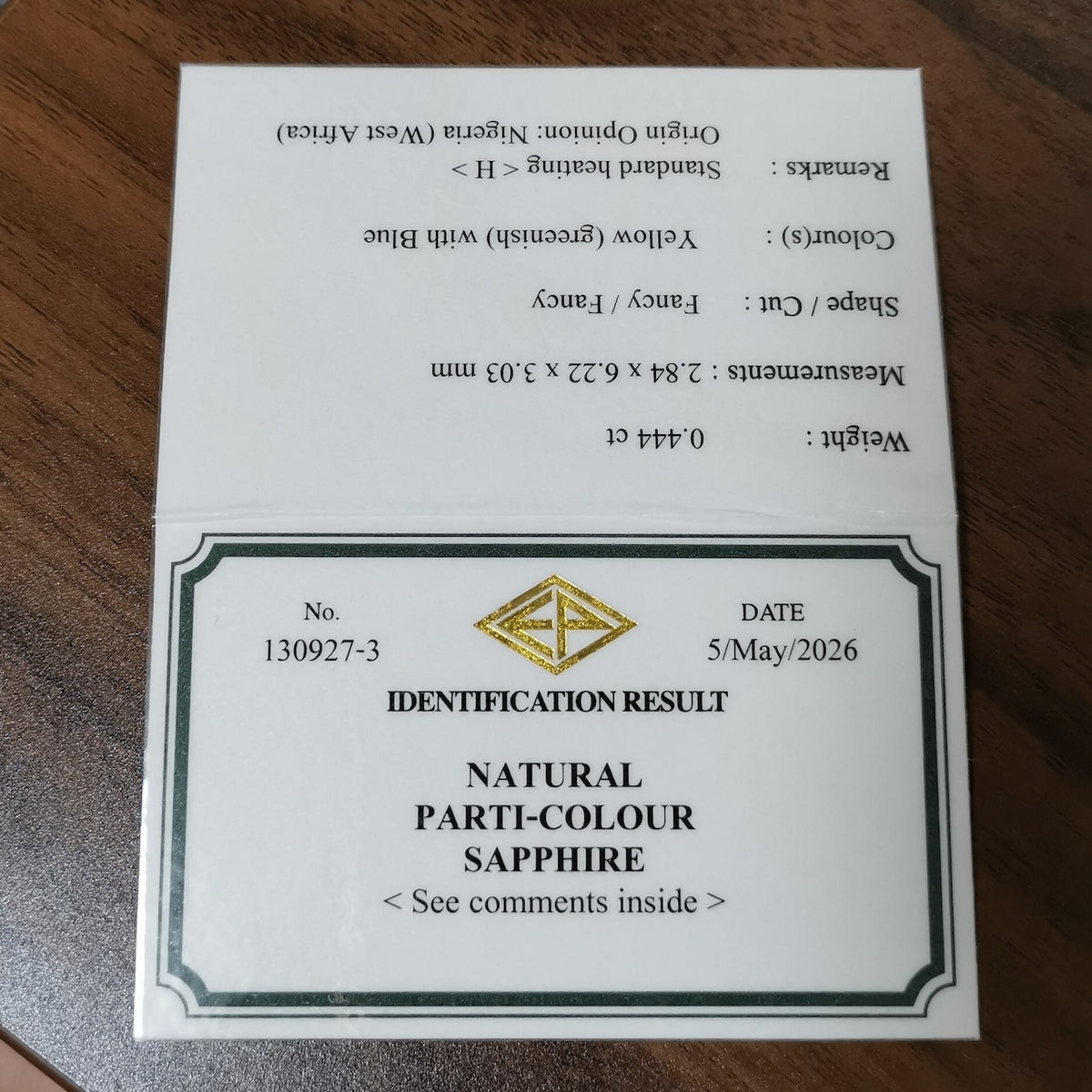 【Trial】“Chess Cut” Parti-Color Sapphire 0.444ct / Nigeria