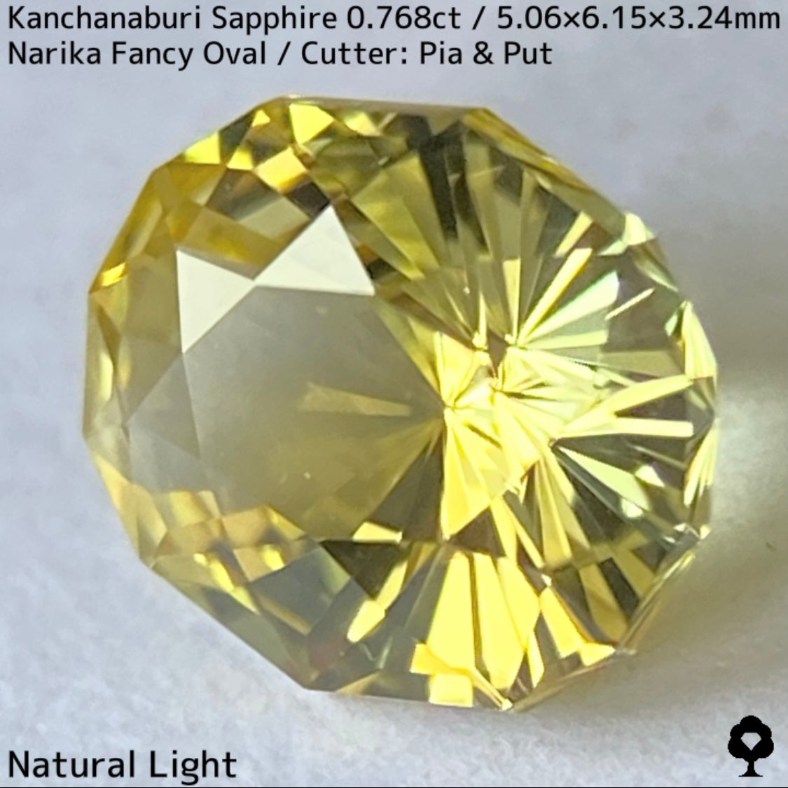 カンチャナブリー産サファイア0.768ct★グリニッシュも感じるライトゴールドの煌めき抜群ナリカーカット