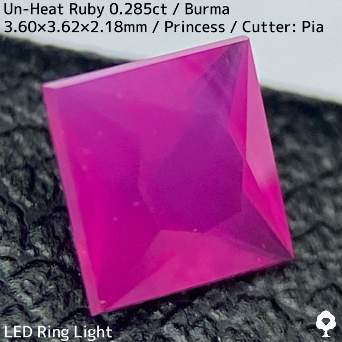 Un-Heat Ruby 0.285ct / Burma / Princess Cut