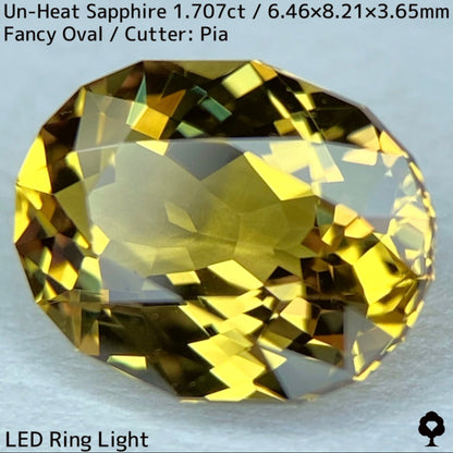 1.707ct unheated sapphire from Madagascar ★ The subtle greenish gold gives it a chic and gorgeous sparkle